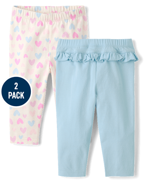Baby Girls Heart Ruffle Leggings 2-Pack