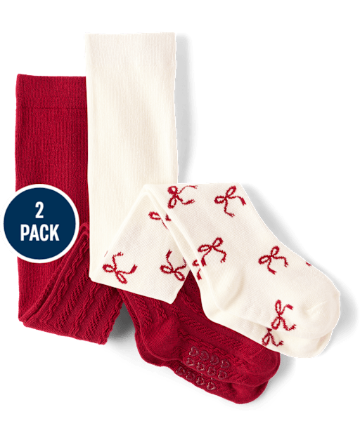 Baby And Toddler Girls Bow Tights 2-Pack