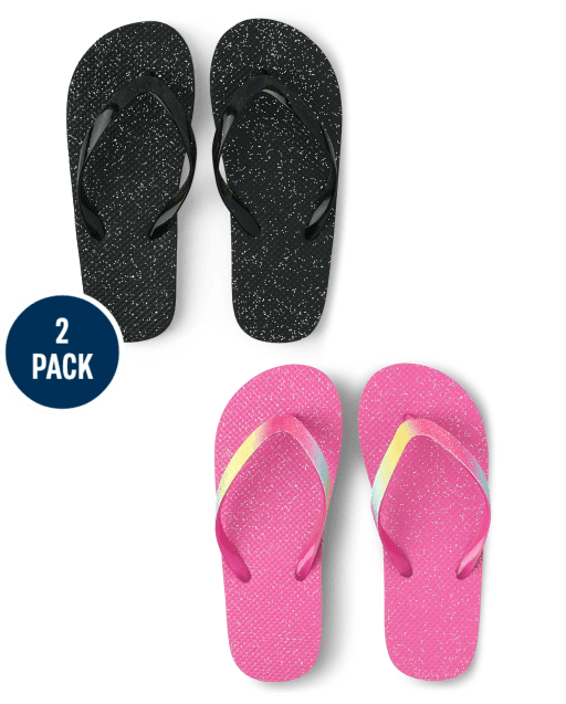 Girls Glitter Flip Flops 2-Pack