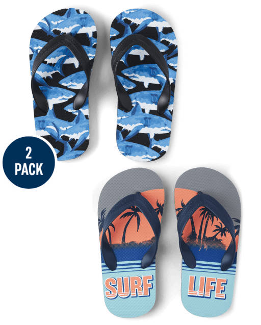 Boys Surf Shark Flip Flops 2-Pack