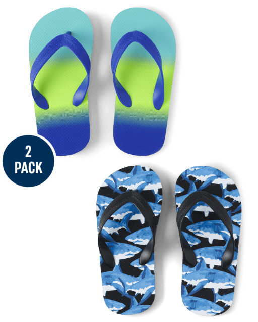 Boys Ombre Shark Flip Flops 2-Pack