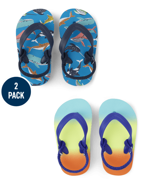 Toddler Boys Ombre Sea Life Flip Flops 2-Pack