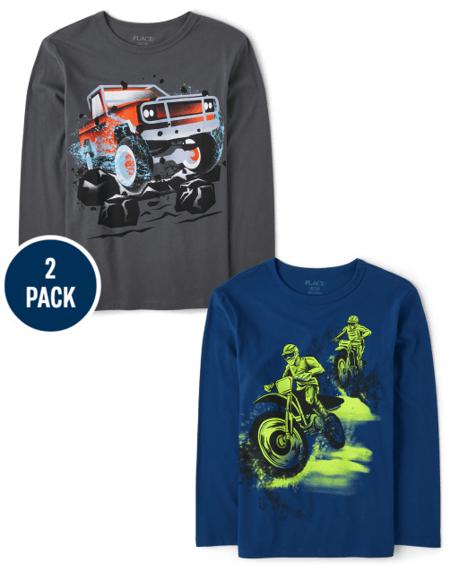 Boys Biker Truck Graphic Tee 2-Pack