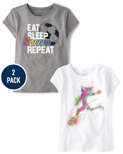 Girls Soccer Graphic Tee 2-Pack