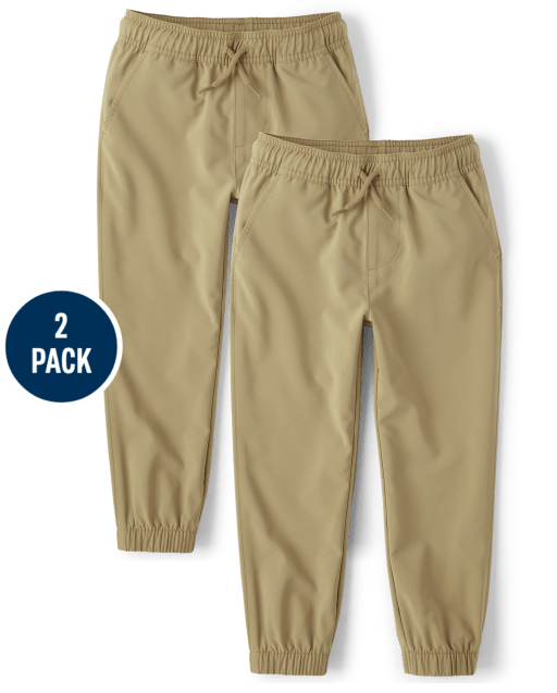 Boys Quick Dry Pull On Jogger Pants 2-Pack