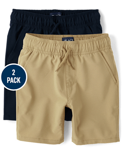 Boys Quick Dry Pull On Jogger Shorts 2-Pack