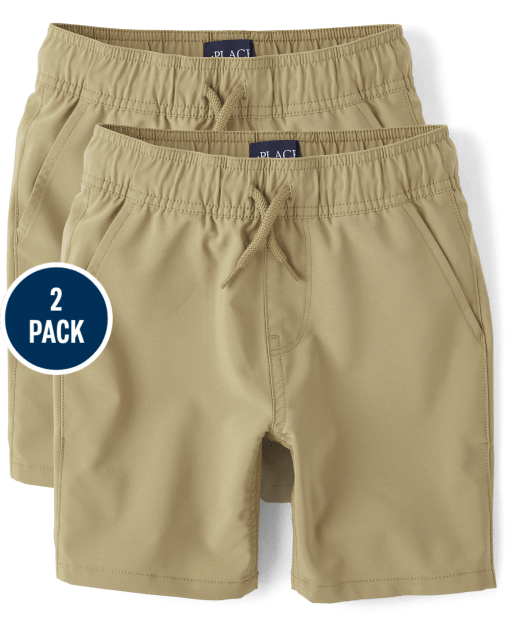 Boys Quick Dry Pull On Jogger Shorts 2-Pack