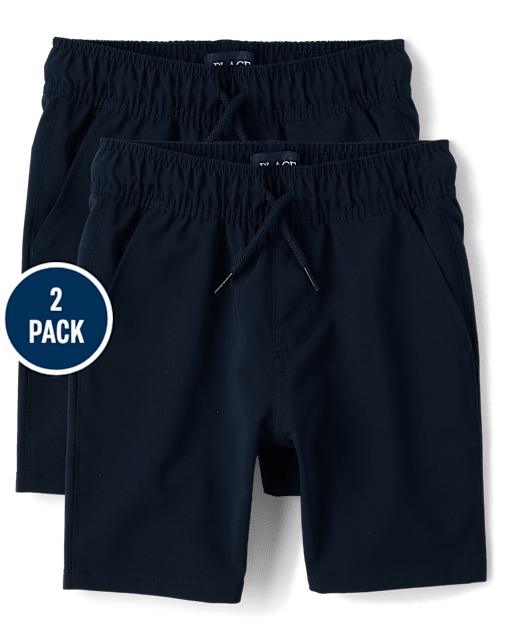 Boys Quick Dry Pull On Jogger Shorts 2-Pack