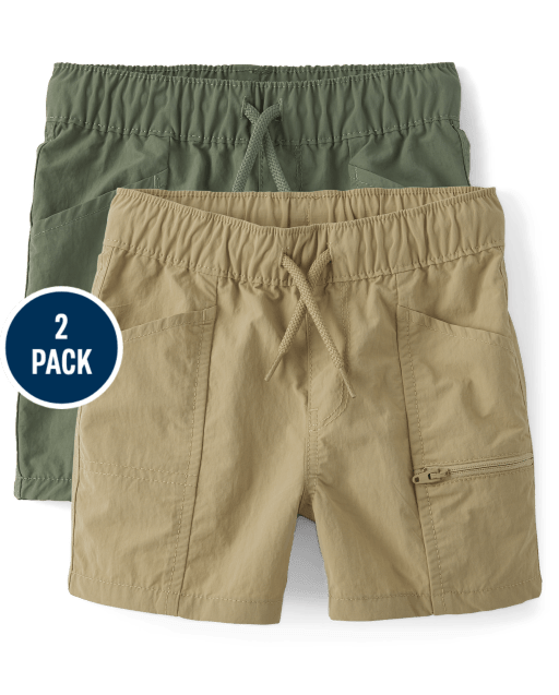 Baby And Toddler Boys Quick Dry Pull On Cargo Shorts 2-Pack