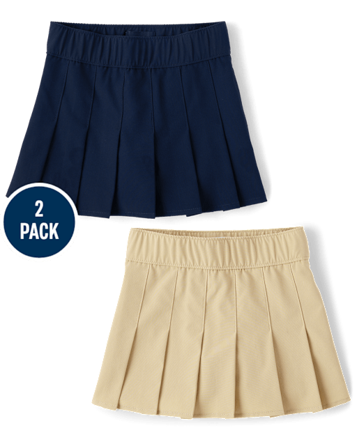 Girls Uniform Quick Dry Pleated Skort 2-Pack