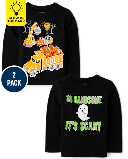 Baby And Toddler Boys Glow Halloween Graphic Tee 2-Pack