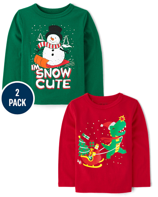 Baby And Toddler Boys Christmas Graphic Tee 2-Pack