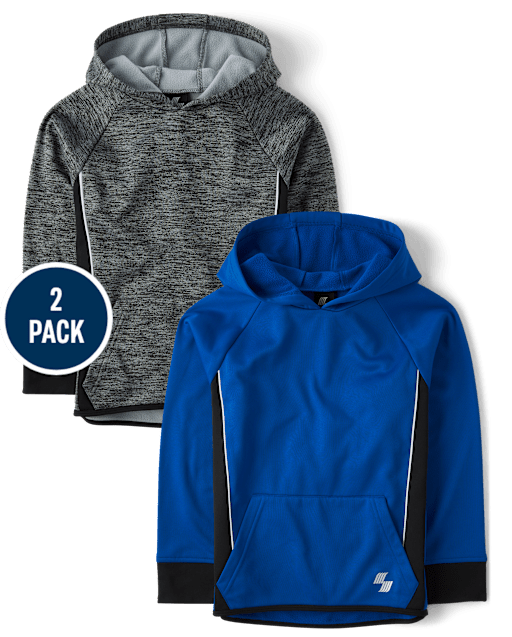 Boys Moisture Wicking Side Stripe Fleece Hoodie 2-Pack