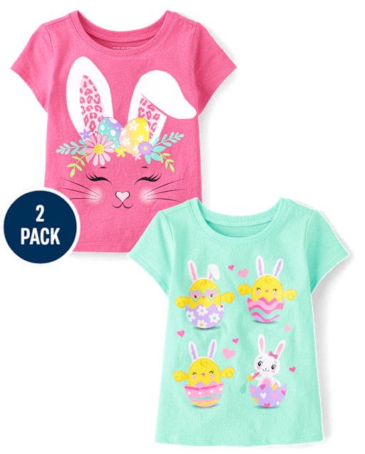 Baby And Toddler Girls Easter Graphic Tee 2-Pack