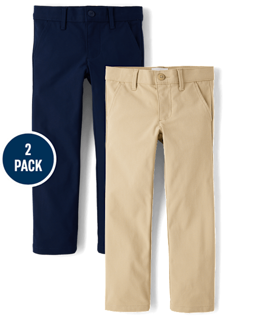 Girls Uniform Quick Dry Skinny Chino Pants 2-Pack