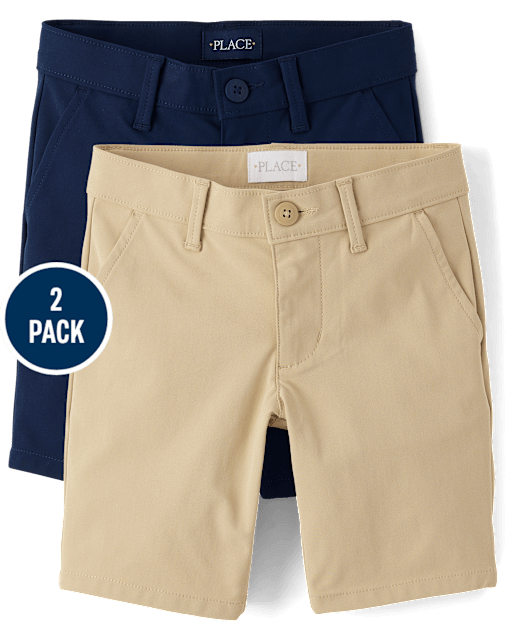 Girls Uniform Quick Dry Chino Shorts 2-Pack