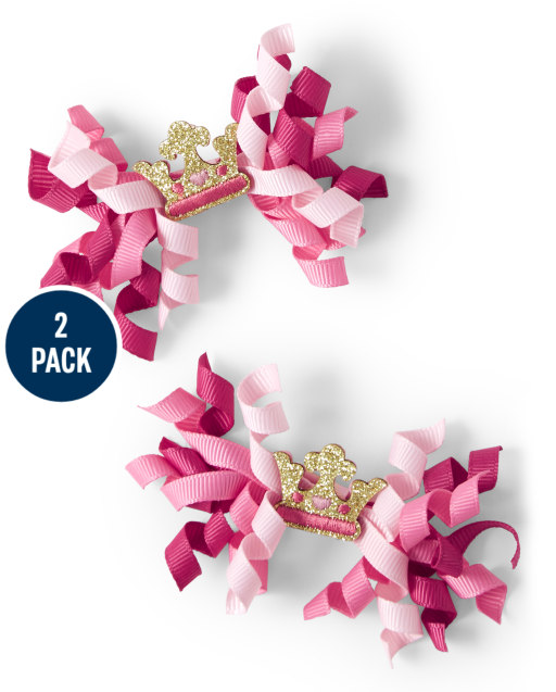 Girls Crown Curly Hair Clips 2-Pack - Royal Princess