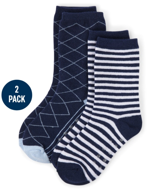 Paquete de 2 calcetines a rayas y rombos para niños - Uniforme