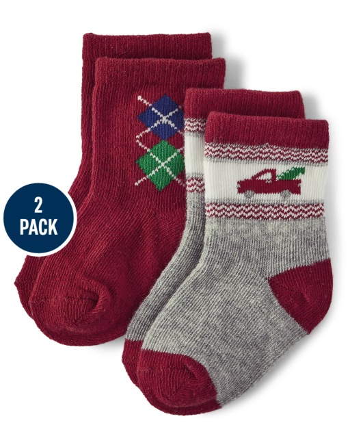 Baby Boys Snowflake Fairisle Crew Socks 2-Pack - Holiday Traditions