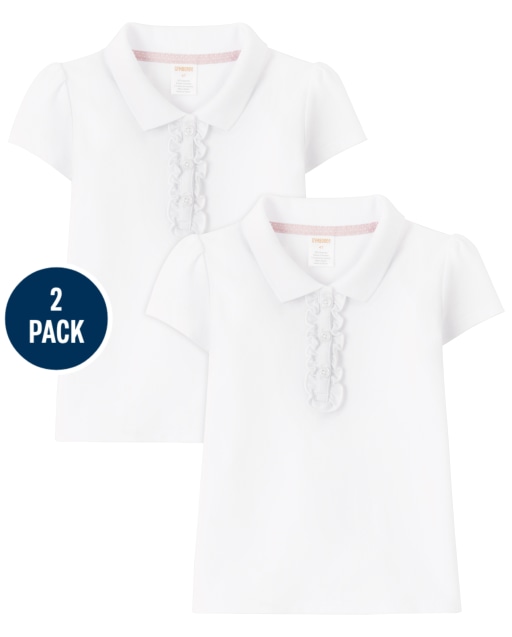 Girls Ruffle Polo with Stain Resistance 2-Pack - Uniform