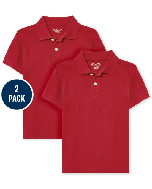 Boys Uniform Short Sleeve Pique Polo 2-Pack