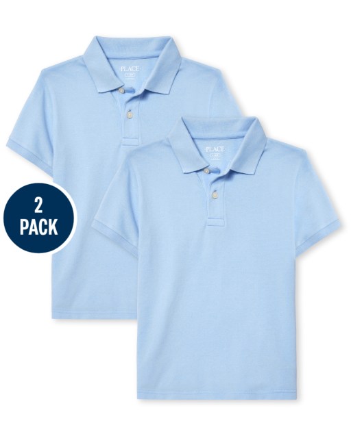 Boys Uniform Short Sleeve Pique Polo 2-Pack