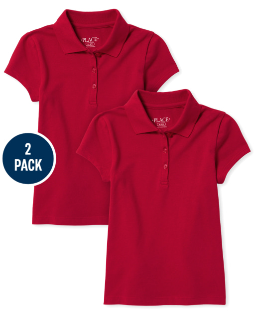 Girls Uniform Short Sleeve Pique Polo 2-Pack