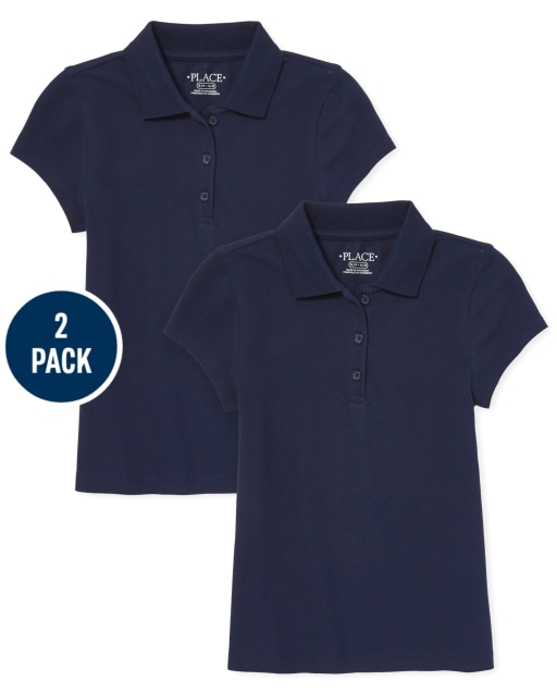 Girls Uniform Short Sleeve Pique Polo 2-Pack
