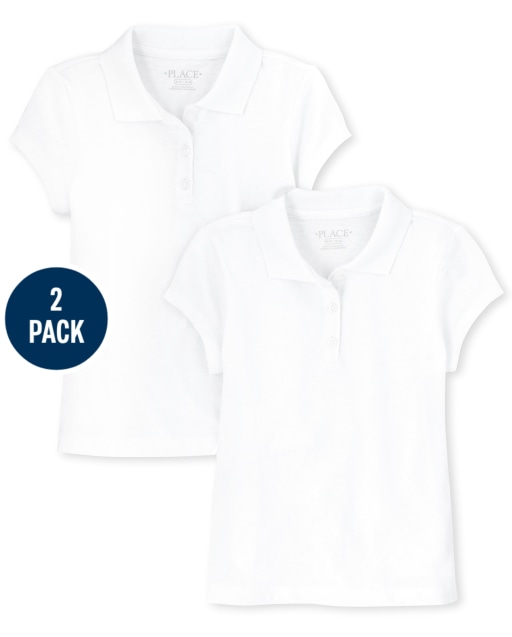 Girls Uniform Short Sleeve Soft Jersey Polo 2-Pack