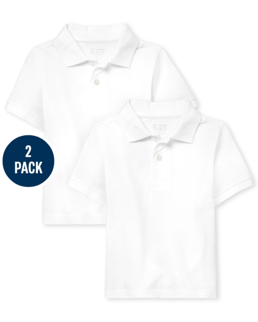 Toddler Boys Uniform Short Sleeve Pique Polo 2-Pack