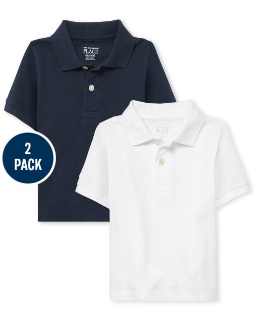 Baby And Toddler Boys Uniform Short Sleeve Pique Polo 2-Pack