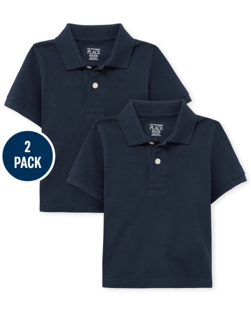 Toddler Boys Uniform Short Sleeve Pique Polo 2-Pack