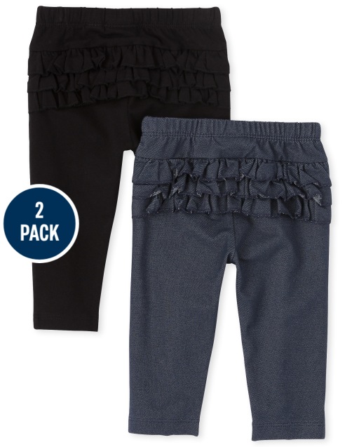 Baby Girls Ruffle Knit Pants 2-Pack