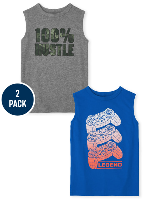 Boys Sleeveless Graphic Muscle Tank Top 2-Pack