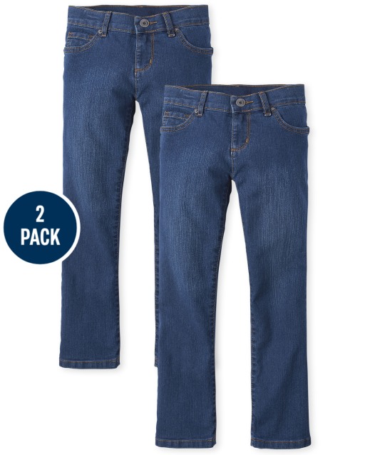 Paquete de 2 jeans básicos elásticos con corte para bota para niñas