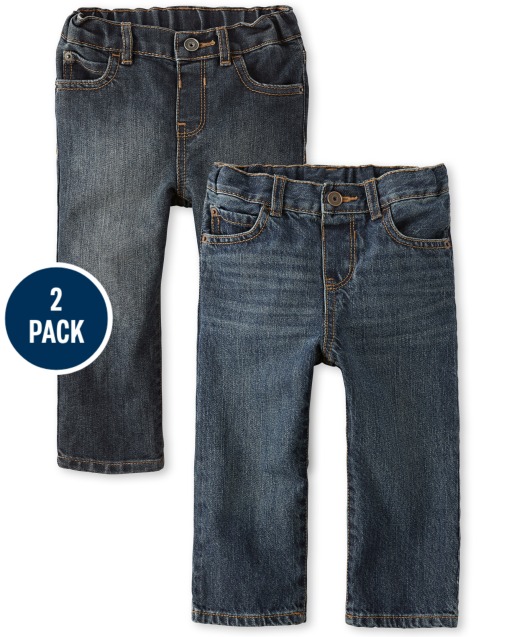 Paquete de 2 jeans rectos básicos para bebés y niños pequeños