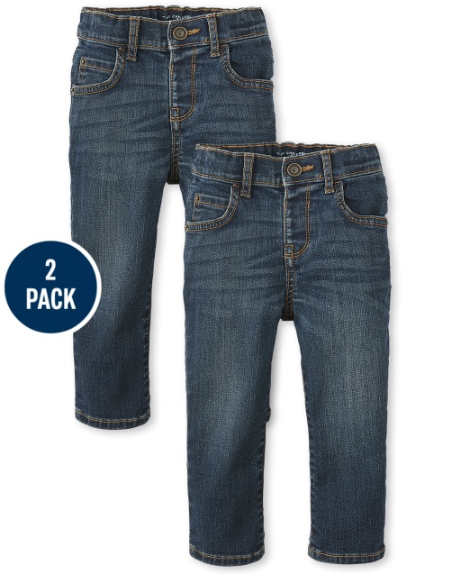 Paquete de 2 jeans ajustados elásticos para bebés y niños pequeños