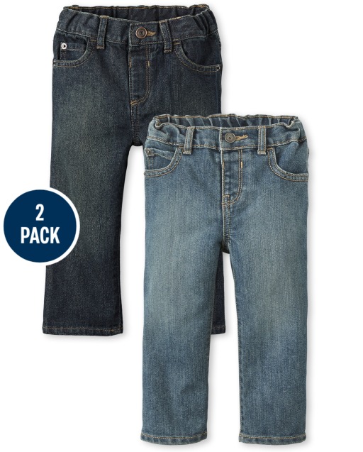 Paquete de 2 jeans bootcut básicos para bebés y niños pequeños