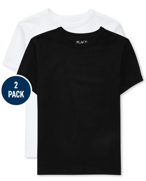 Paquete de 2 camisetas básicas de capas de manga corta uniforme para niños