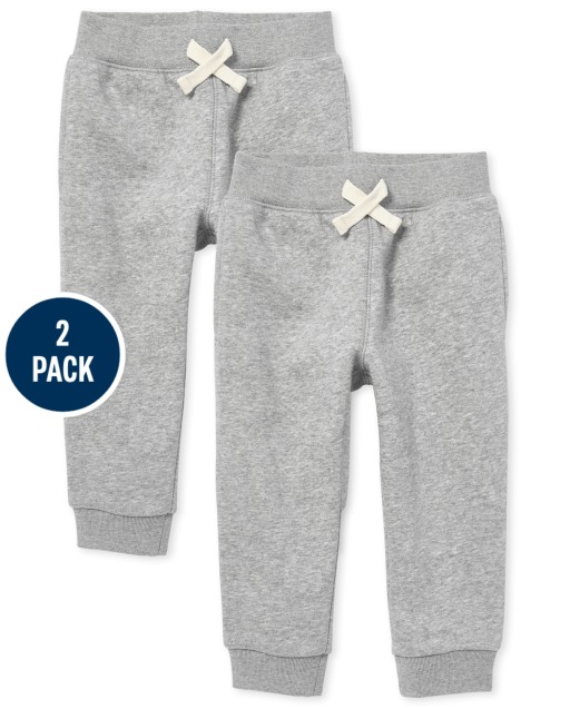 Paquete de 2 pantalones tipo jogger de forro polar activo uniforme para bebés y niños pequeños