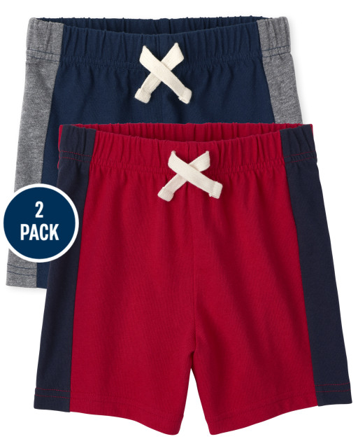 Pack de 2 shorts de punto con rayas laterales Mix and Match para niños pequeños