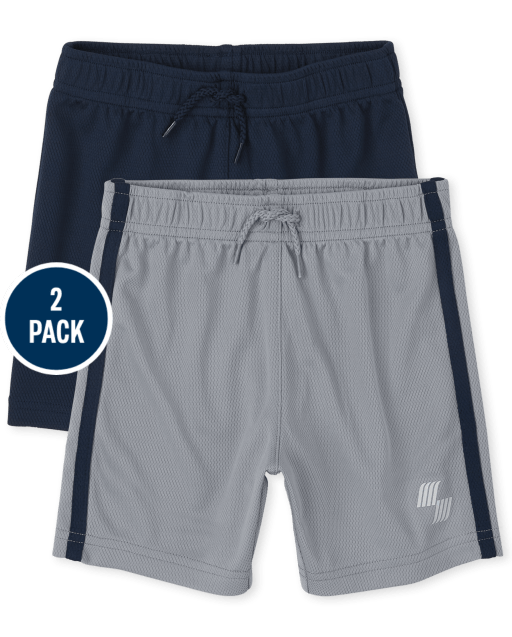 Shorts de básquetbol de rendimiento tejido deportivo PLACE para niños pequeños, paquete de 2