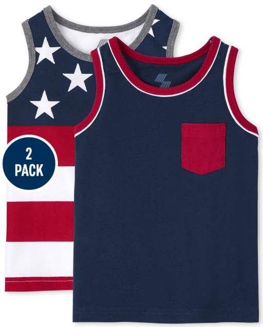Toddler Boys Americana Mix And Match Sleeveless Tank Top 2-Pack