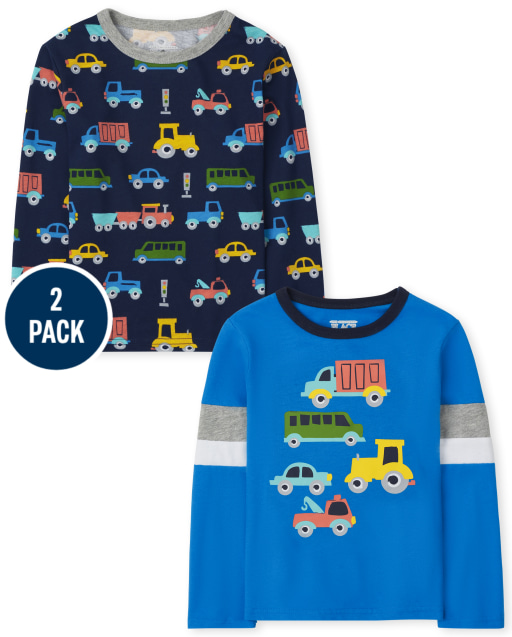 Toddler Boys Long Sleeve Cars Top 2-Pack