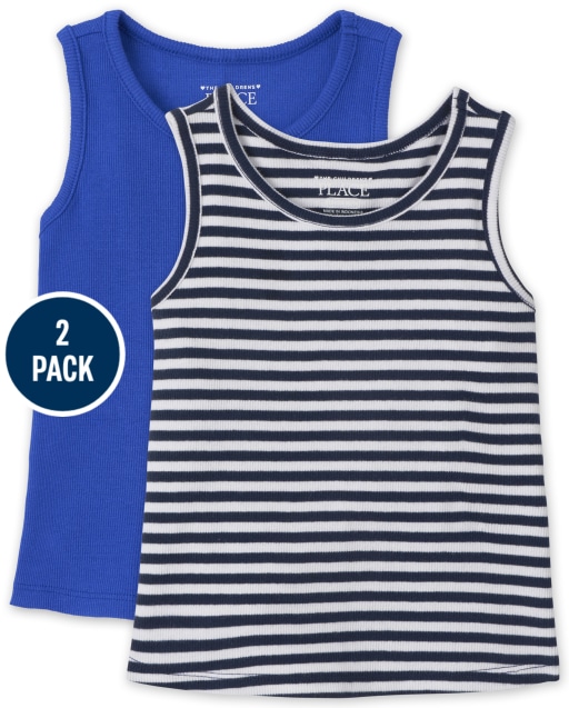 Baby And Toddler Girls Sleeveless Ribbed Tank Top 2-Pack
