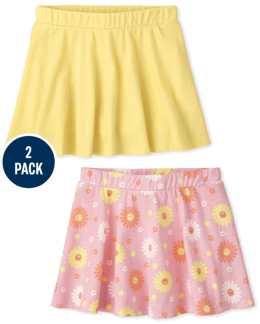 Toddler Girls Mix And Match Print Knit Skort 2-Pack