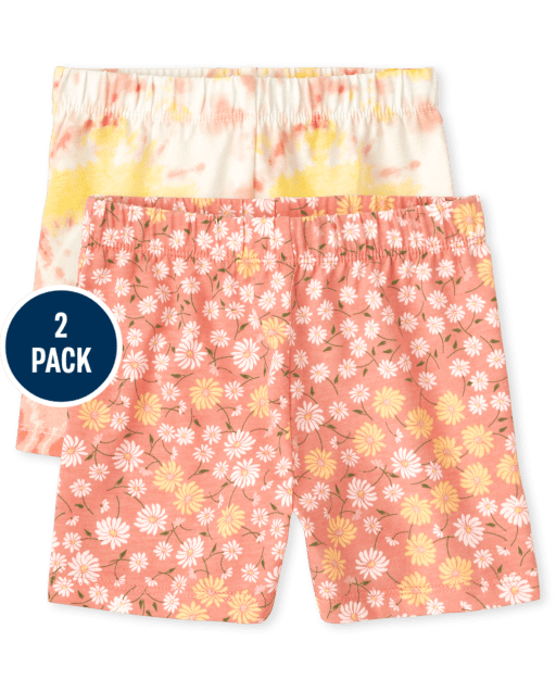 Toddler Girls Mix And Match Knit Print Shorts 2-Pack