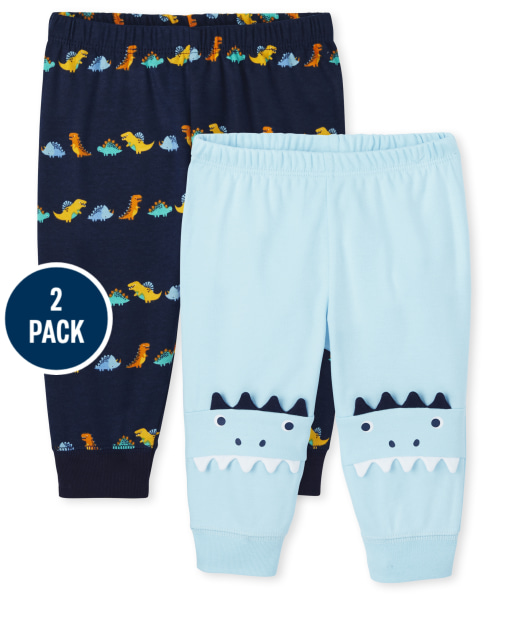 Baby Boys Dino Knit Pants 2-Pack