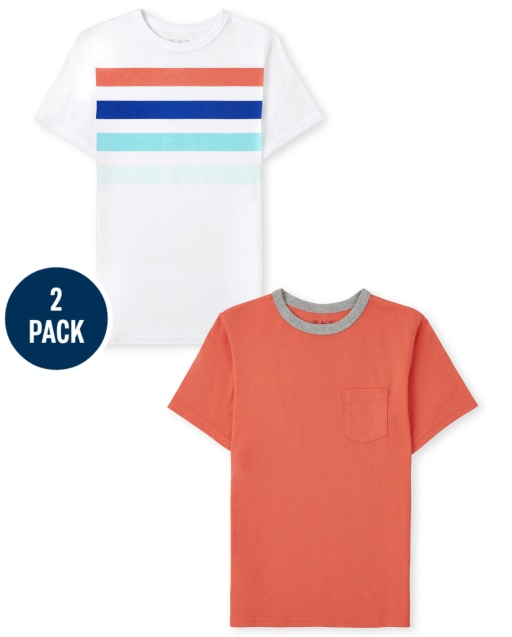 Boys Short Sleeve Striped Top 2-Pack