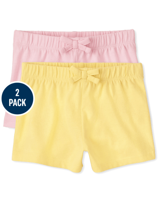 Shorts de punto Mix and Match para niñas pequeñas, paquete de 2